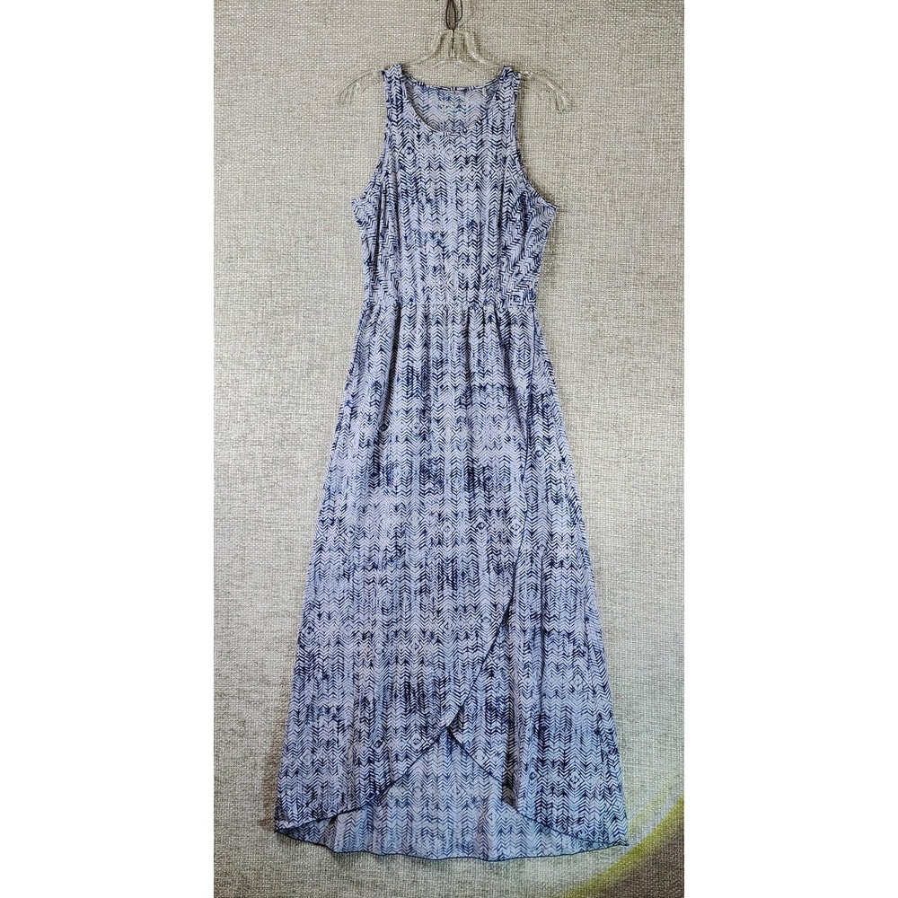 Toad & Co Sunkissed Sleeveless Maxi Dress Womens M Navy Lavender Herringbone